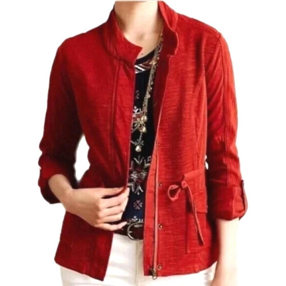 Anthropologie‎ Saturday Sunday Cotton Utility Jacket M Rust Orange